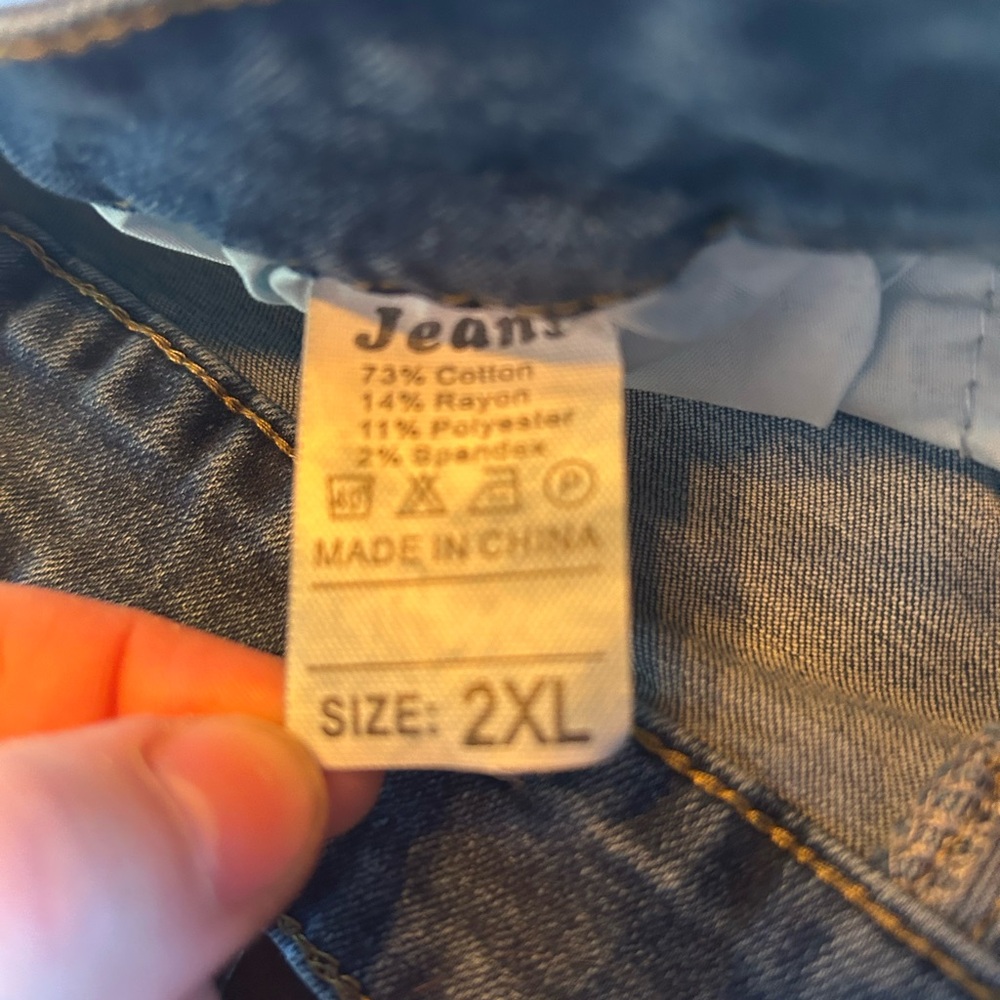 Amazon Blue Distressed Jean Shorts - Picture 3 of 3